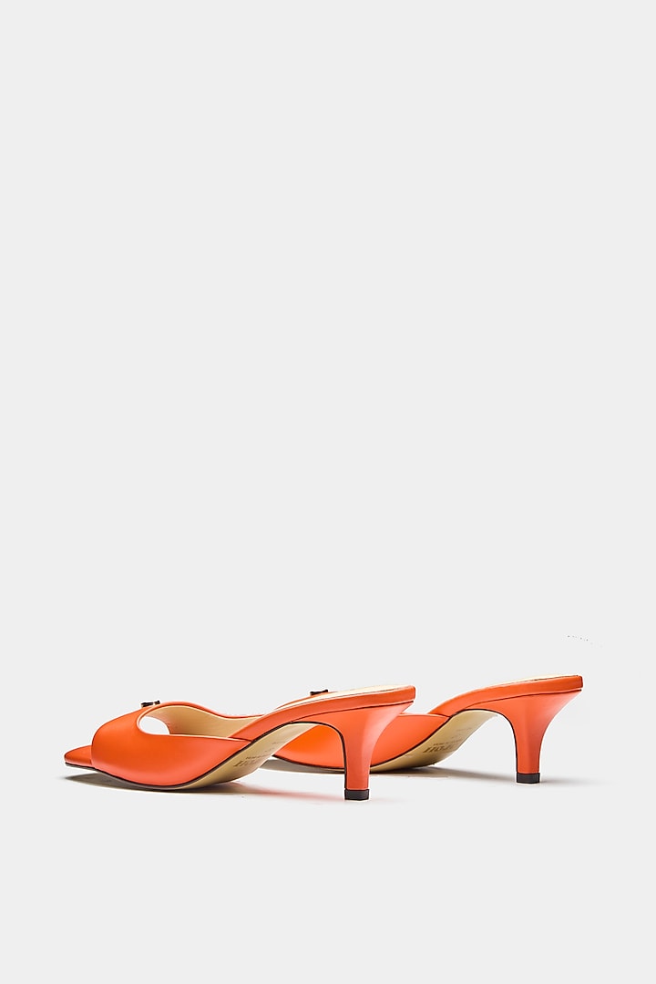 Orange Genuine Leather Heels by Oroh at Pernia's Pop Up Shop