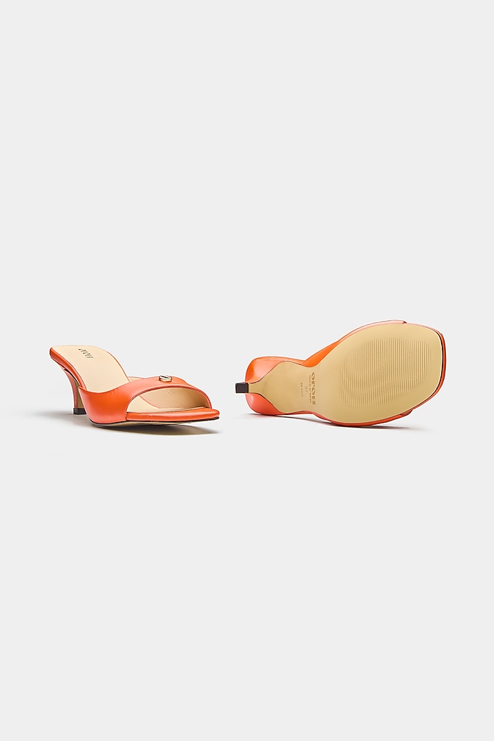 Orange Genuine Leather Heels by Oroh at Pernia's Pop Up Shop