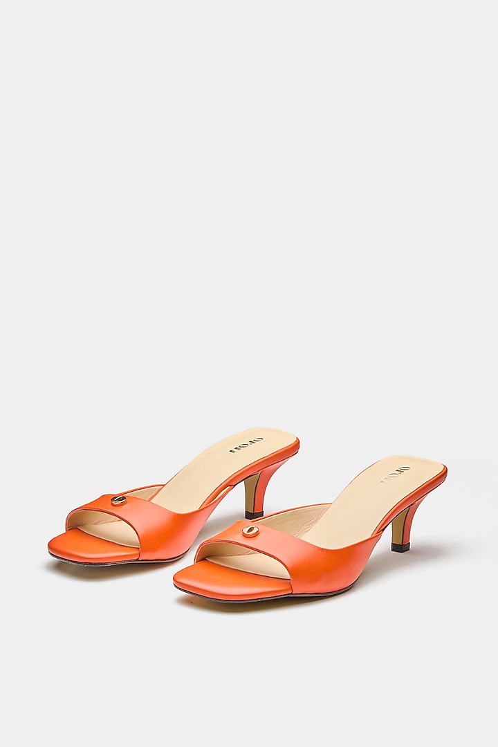 Orange Genuine Leather Heels by Oroh at Pernia's Pop Up Shop