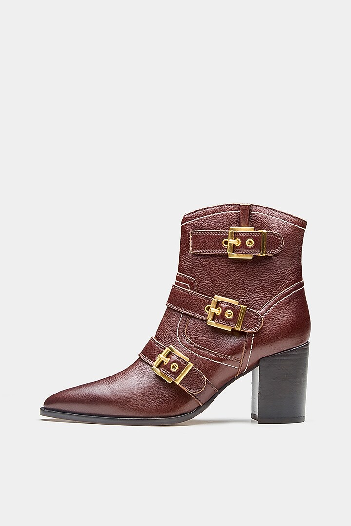 Brown Genuine Leather Ankle Boots by Oroh at Pernia's Pop Up Shop