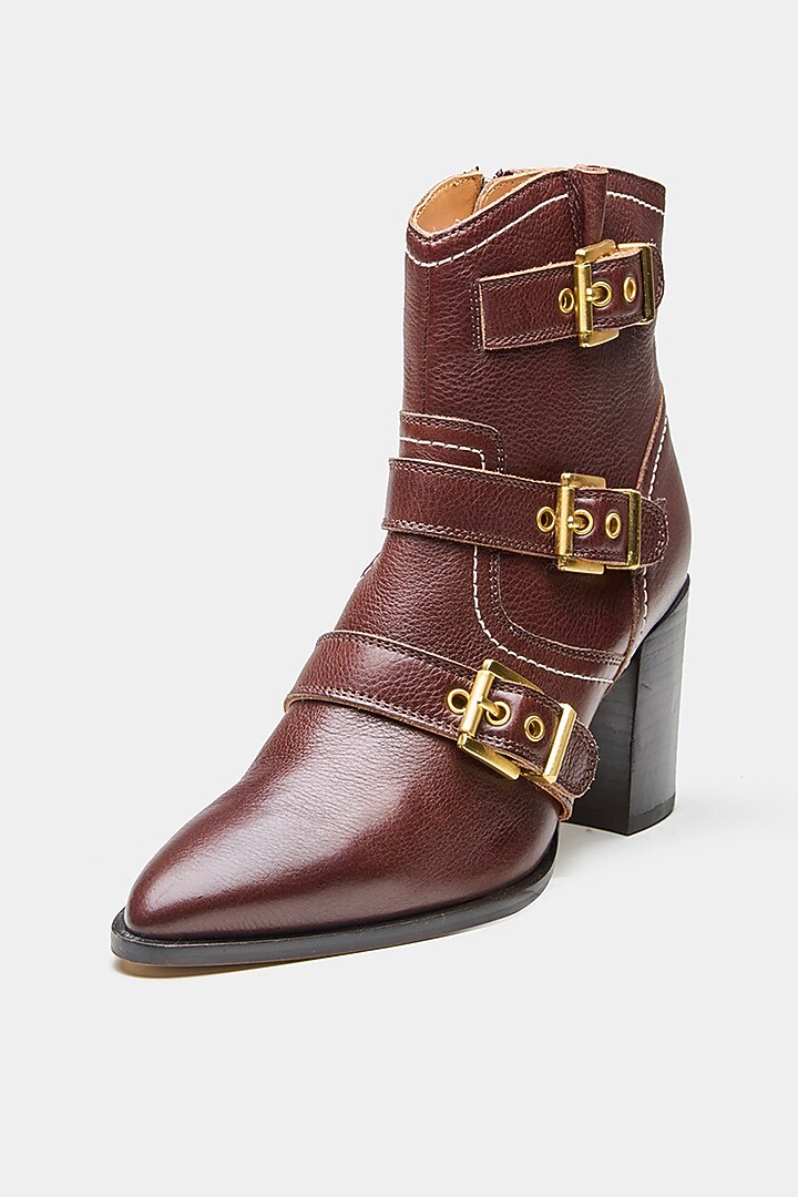 Brown Genuine Leather Ankle Boots by Oroh at Pernia's Pop Up Shop