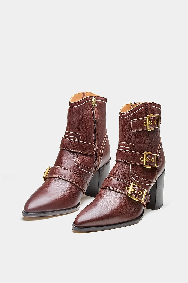 Brown Genuine Leather Ankle Boots by Oroh at Pernia's Pop Up Shop