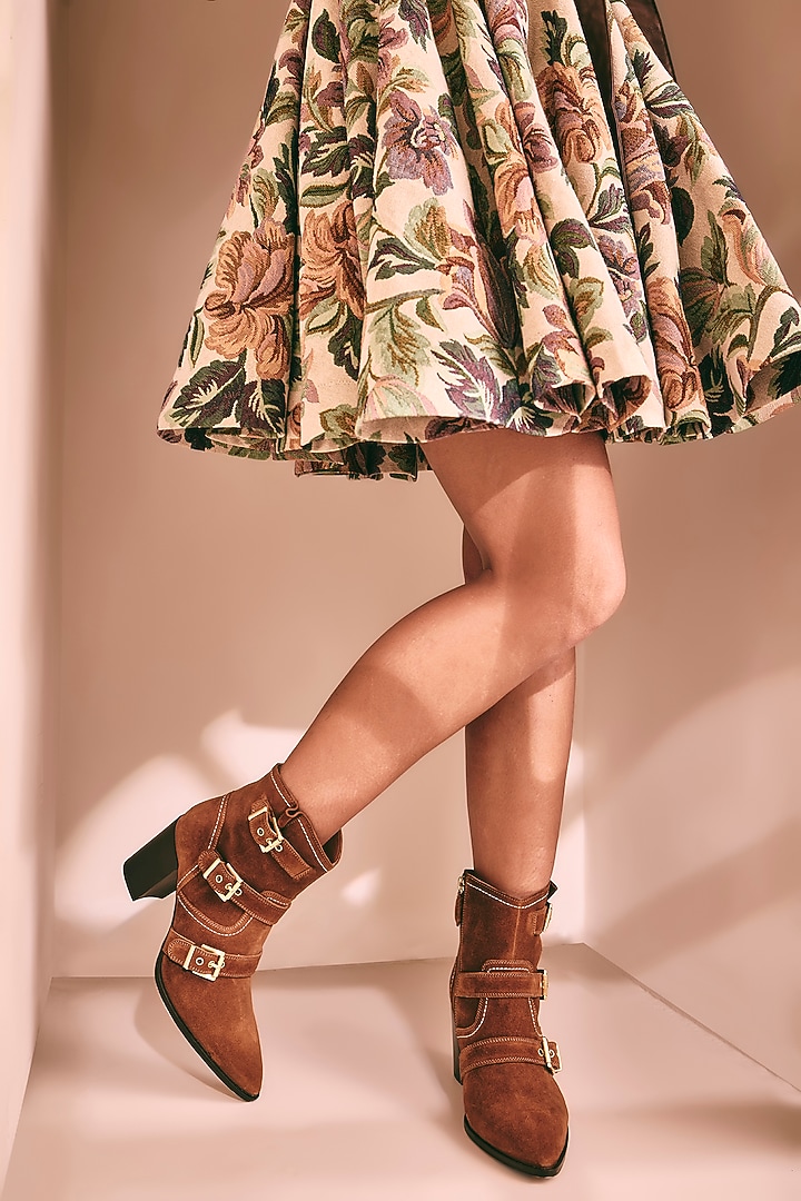 Tan Genuine Leather Ankle Boots by Oroh at Pernia's Pop Up Shop