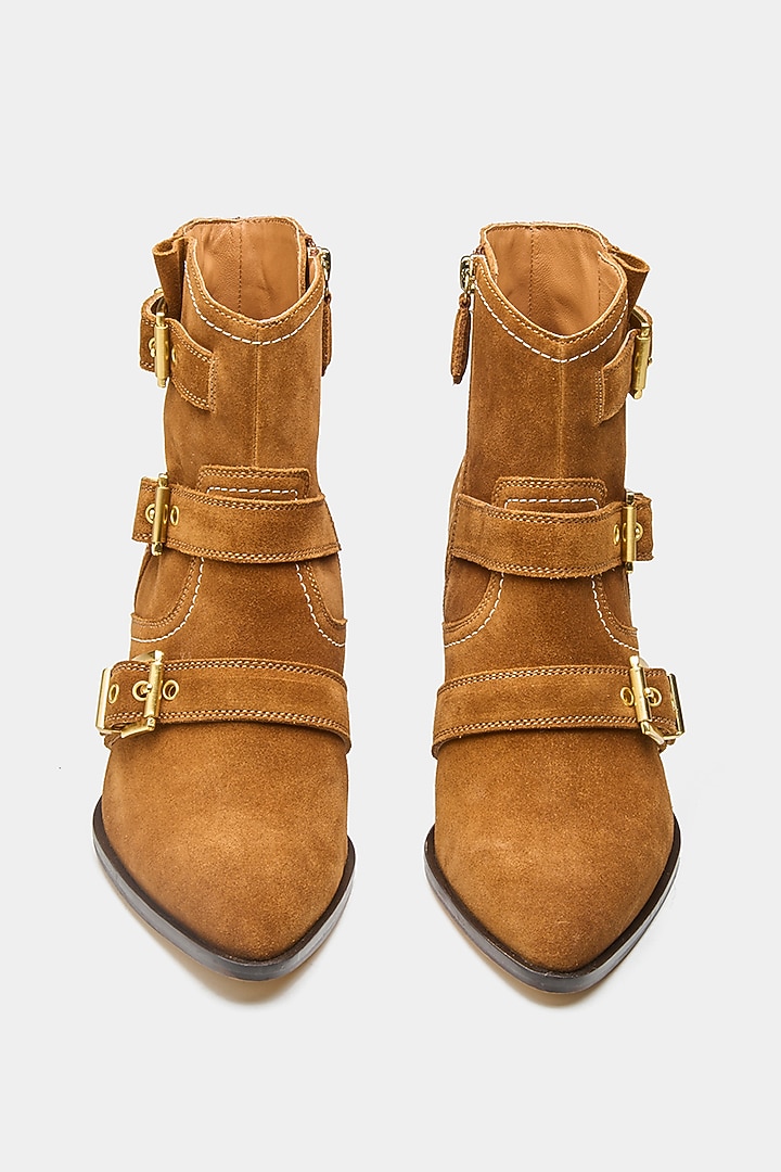 Tan Genuine Leather Ankle Boots by Oroh at Pernia's Pop Up Shop