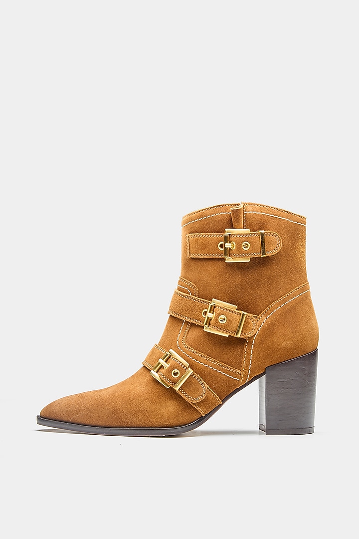 Tan Genuine Leather Ankle Boots by Oroh at Pernia's Pop Up Shop