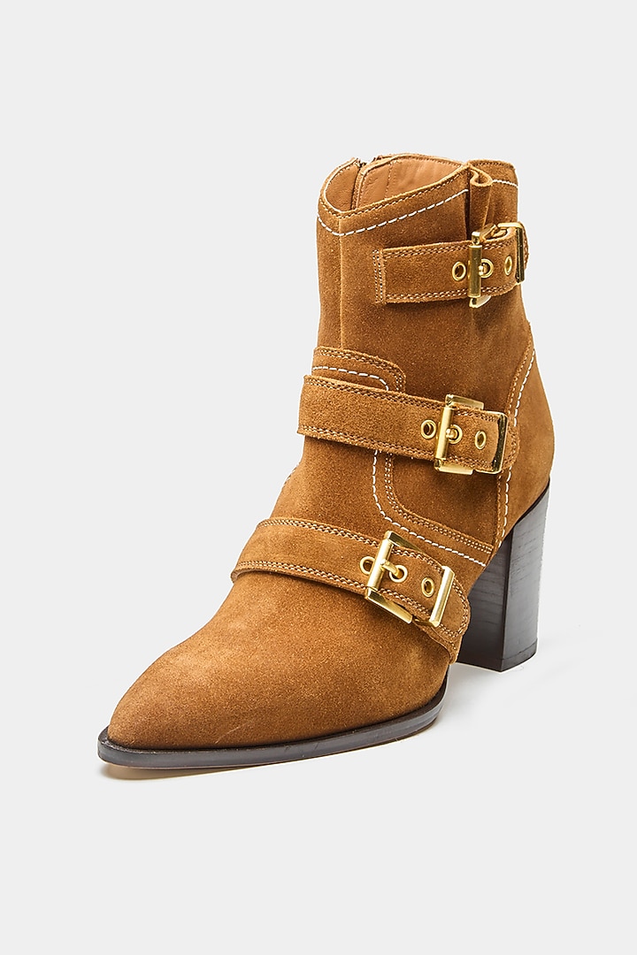 Tan Genuine Leather Ankle Boots by Oroh at Pernia's Pop Up Shop