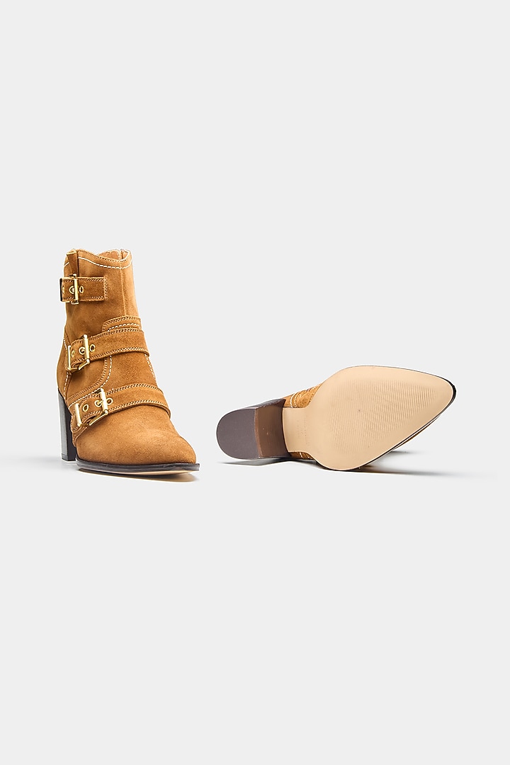Tan Genuine Leather Ankle Boots by Oroh at Pernia's Pop Up Shop