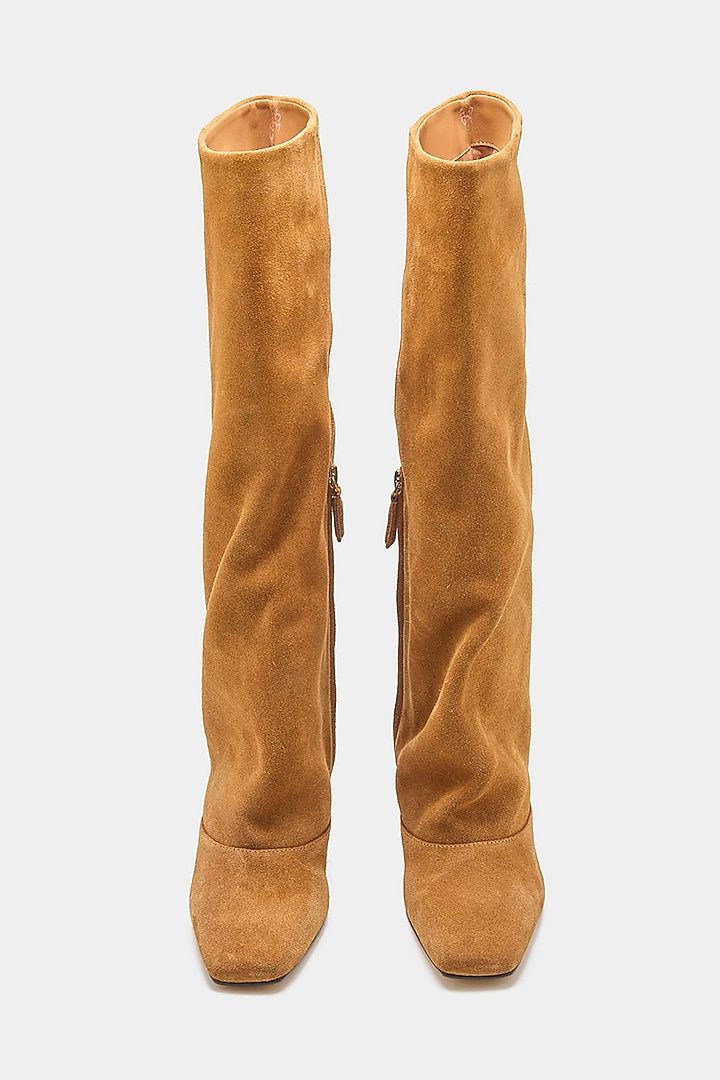 Tan Genuine Leather Long Boots by Oroh at Pernia's Pop Up Shop