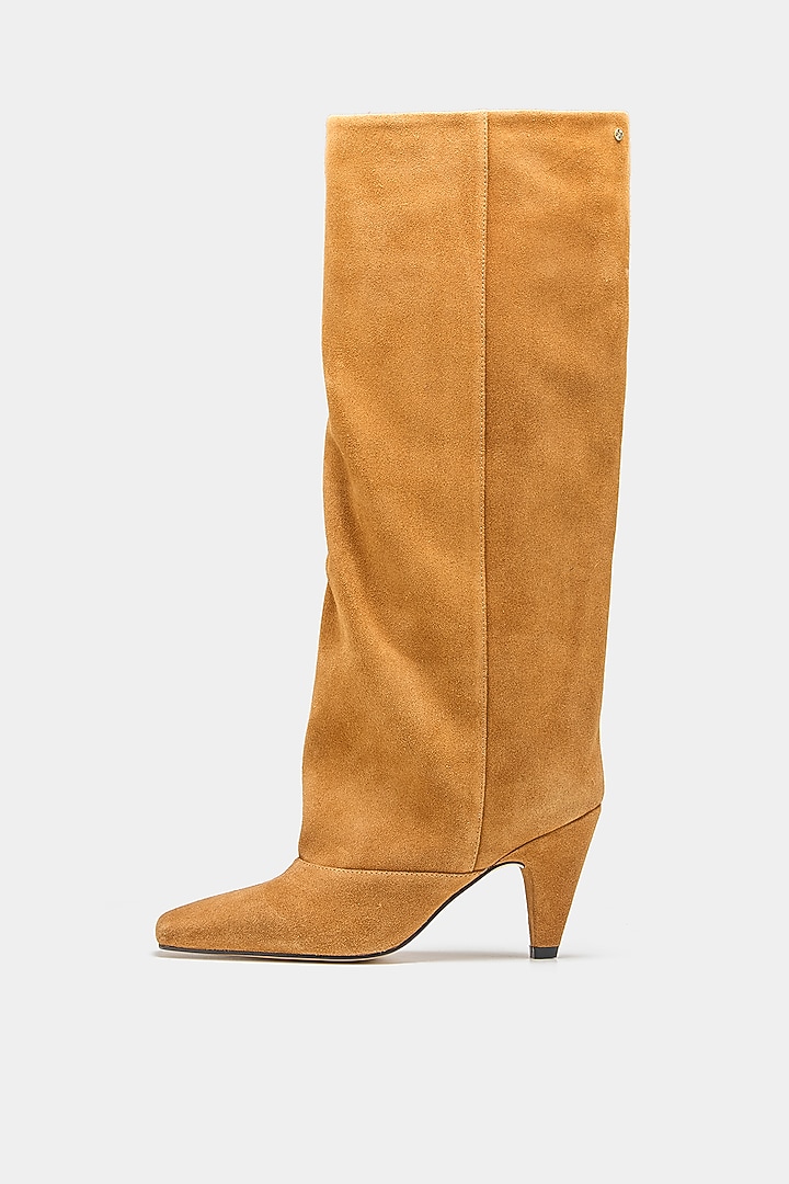 Tan Genuine Leather Long Boots by Oroh at Pernia's Pop Up Shop