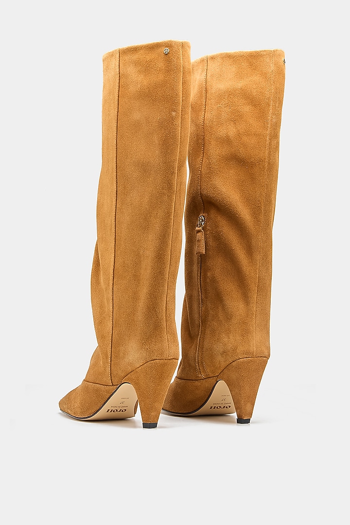 Tan Genuine Leather Long Boots by Oroh at Pernia's Pop Up Shop