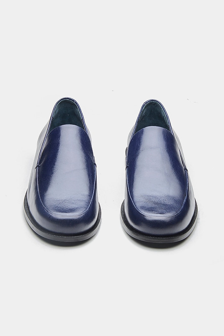 Blue Genuine Leather Loafers by Oroh at Pernia's Pop Up Shop