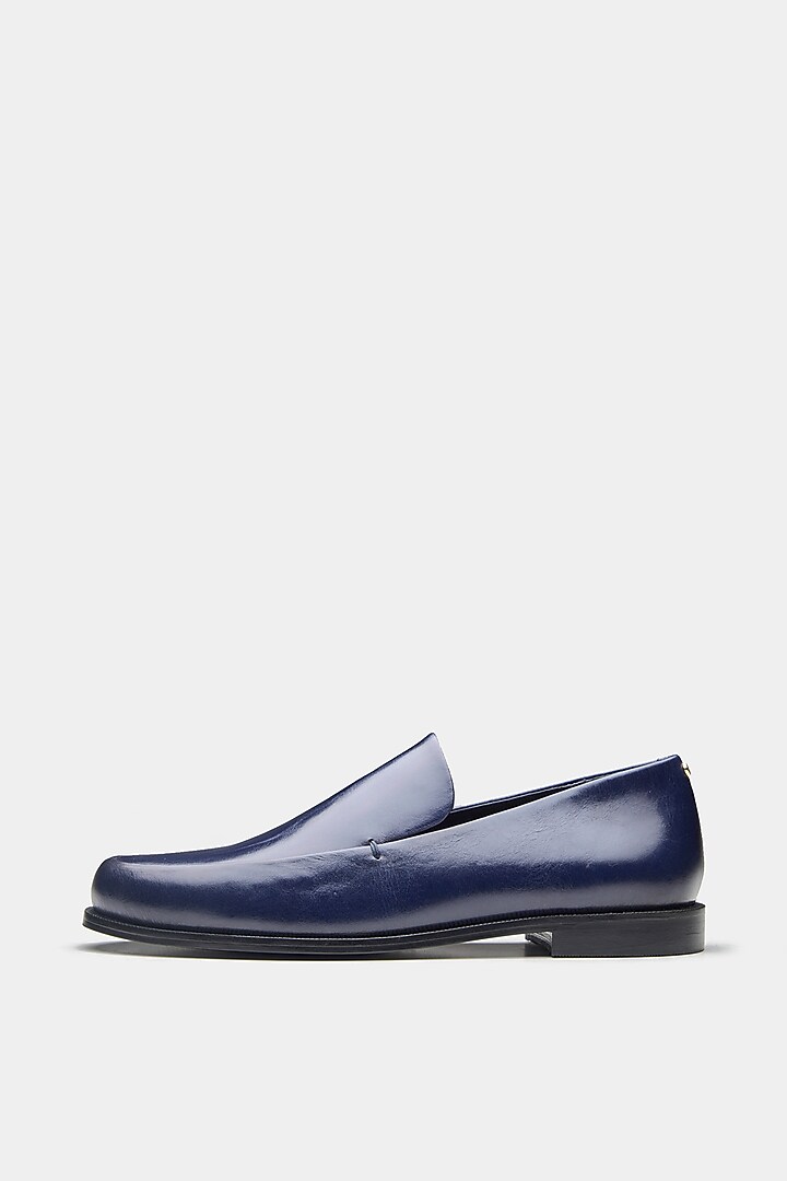 Blue Genuine Leather Loafers by Oroh at Pernia's Pop Up Shop