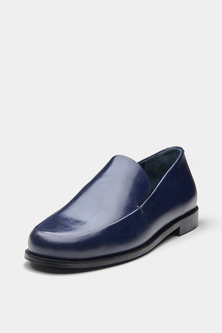 Blue Genuine Leather Loafers by Oroh at Pernia's Pop Up Shop