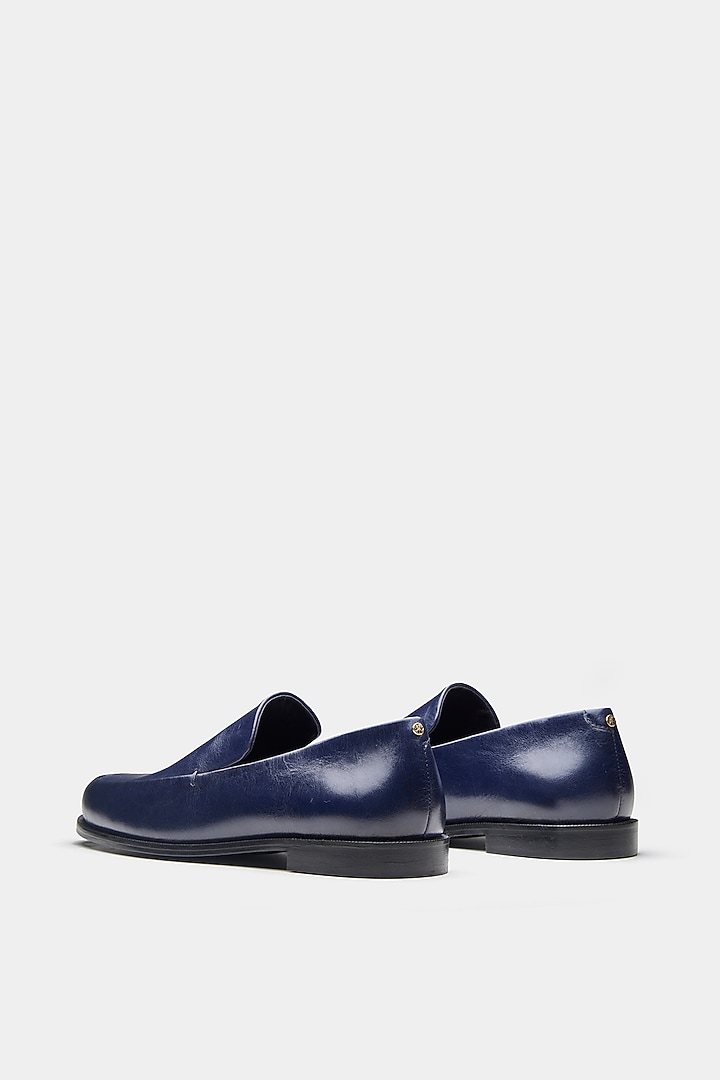 Blue Genuine Leather Loafers by Oroh at Pernia's Pop Up Shop