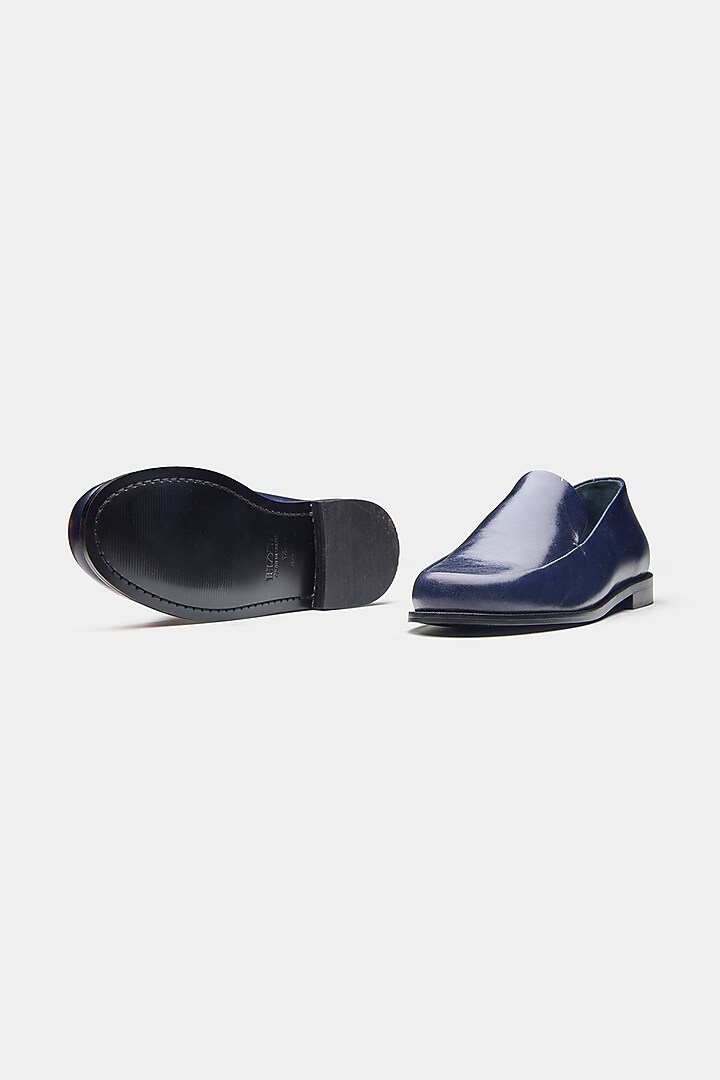 Blue Genuine Leather Loafers by Oroh at Pernia's Pop Up Shop