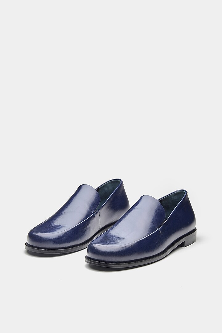 Blue Genuine Leather Loafers by Oroh at Pernia's Pop Up Shop
