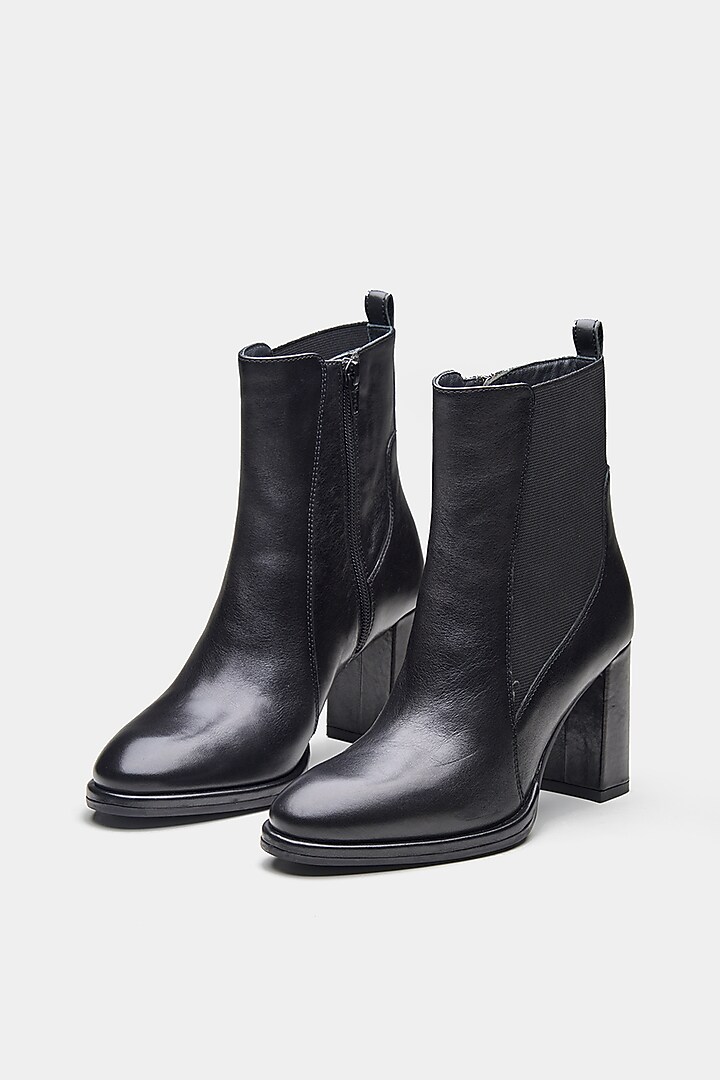 Black Genuine Leather Ankle Boots by Oroh at Pernia's Pop Up Shop