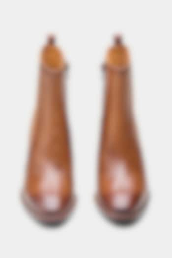 Tan Genuine Leather Ankle Boots by Oroh at Pernia's Pop Up Shop