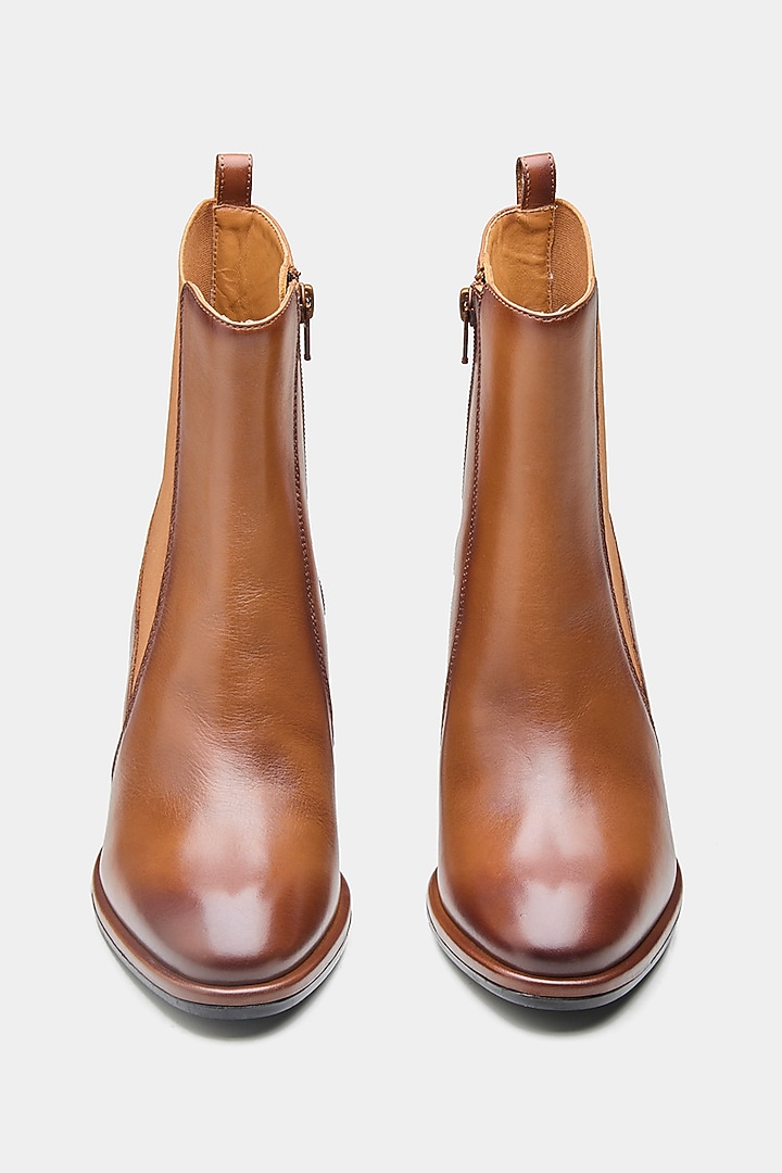 Tan Genuine Leather Ankle Boots by Oroh at Pernia's Pop Up Shop