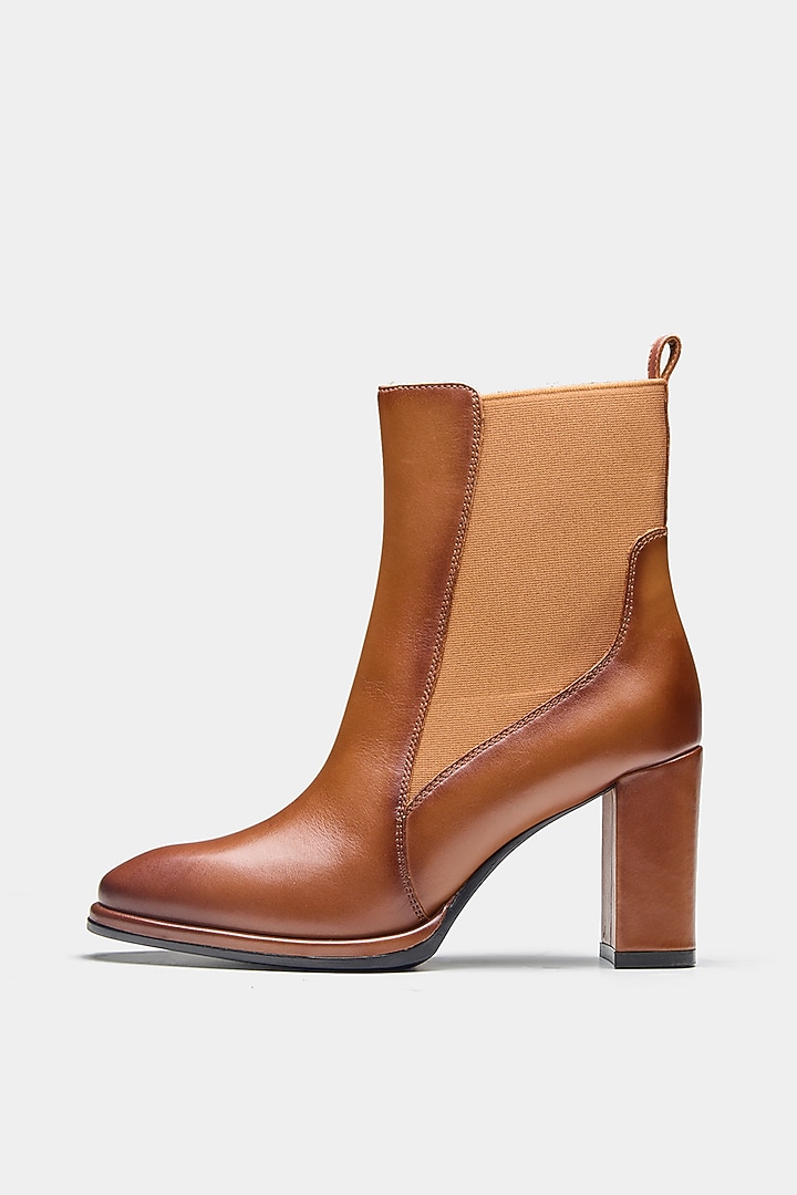 Tan Genuine Leather Ankle Boots by Oroh at Pernia's Pop Up Shop