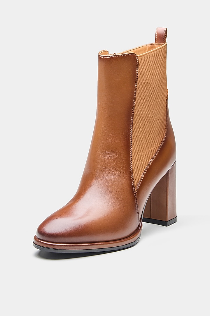 Tan Genuine Leather Ankle Boots by Oroh at Pernia's Pop Up Shop