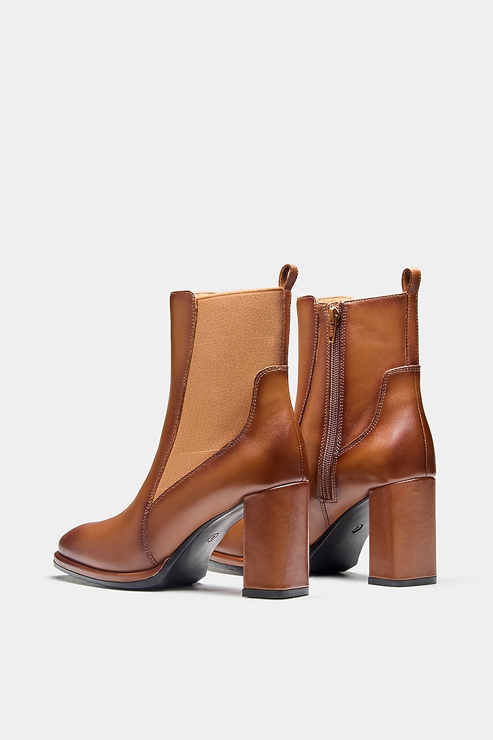 Tan Genuine Leather Ankle Boots by Oroh at Pernia's Pop Up Shop