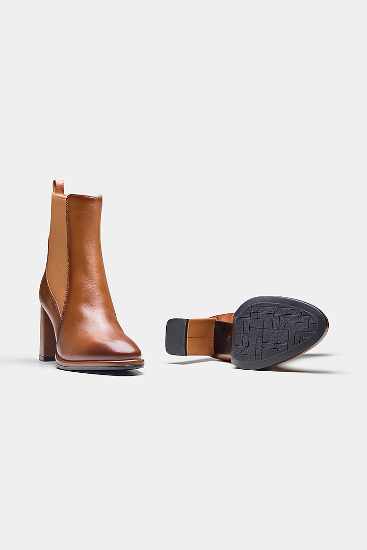 Tan Genuine Leather Ankle Boots by Oroh at Pernia's Pop Up Shop