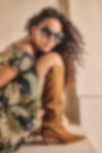 Tan Genuine Leather Long Boots by Oroh at Pernia's Pop Up Shop