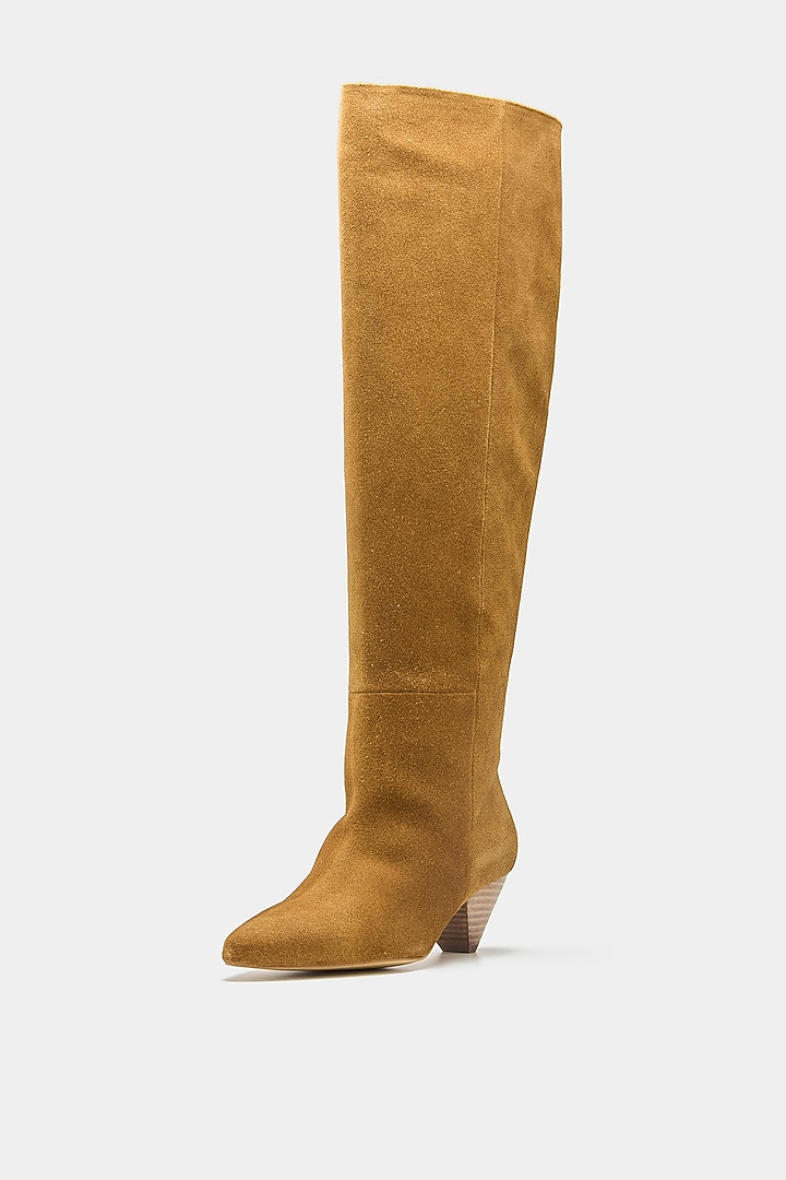 Tan Genuine Leather Long Boots by Oroh at Pernia's Pop Up Shop