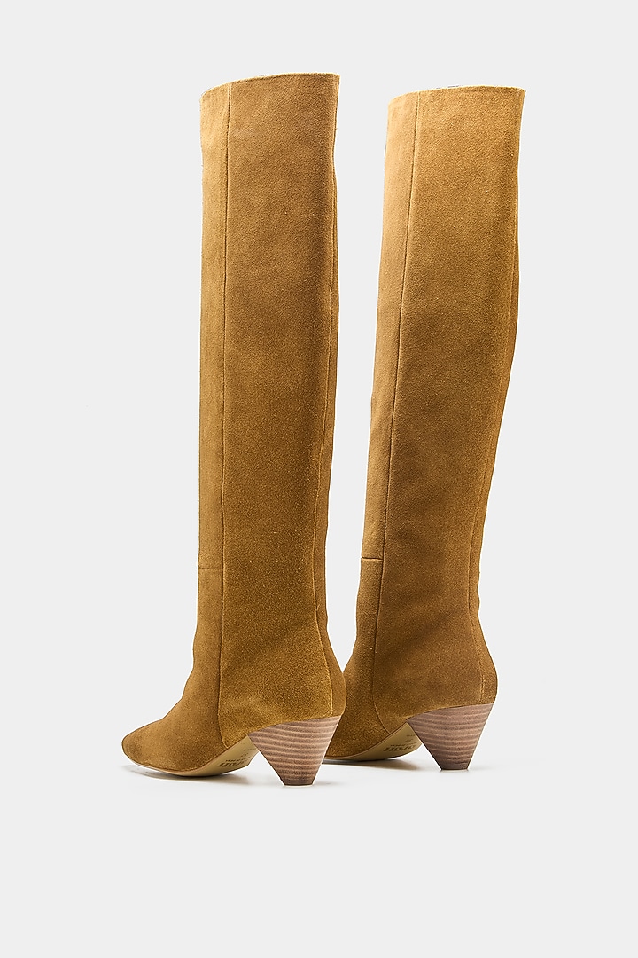 Tan Genuine Leather Long Boots by Oroh at Pernia's Pop Up Shop