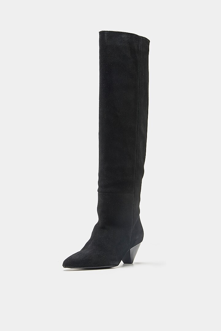 Black Genuine Leather Long Boots by Oroh at Pernia's Pop Up Shop
