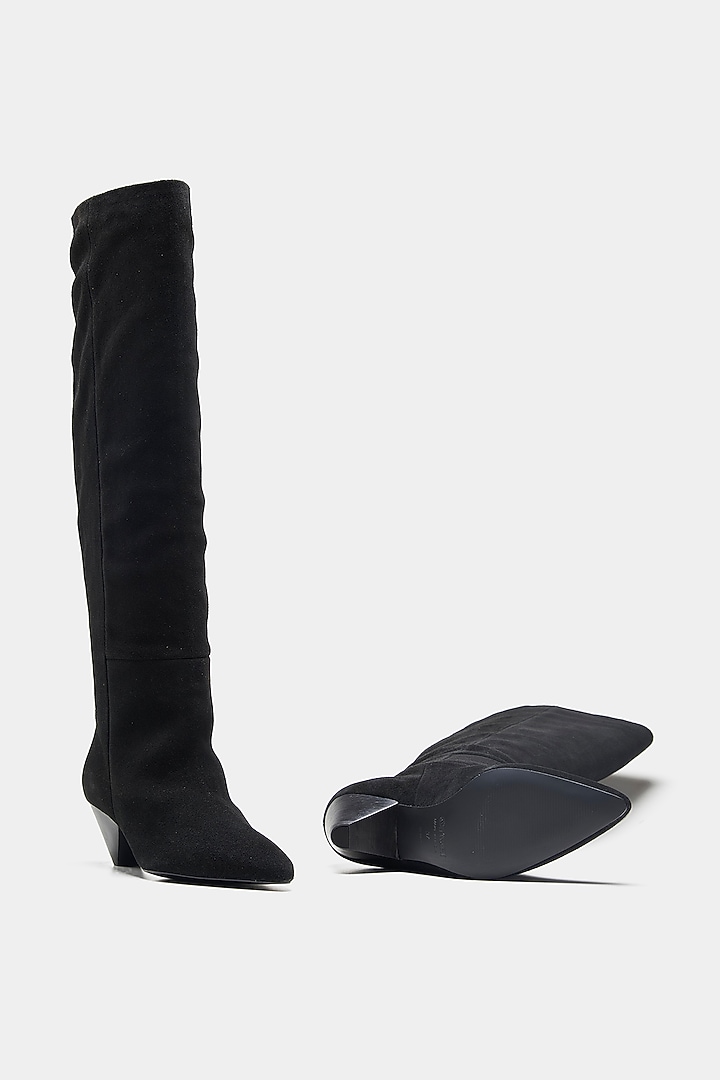 Black Genuine Leather Long Boots by Oroh at Pernia's Pop Up Shop