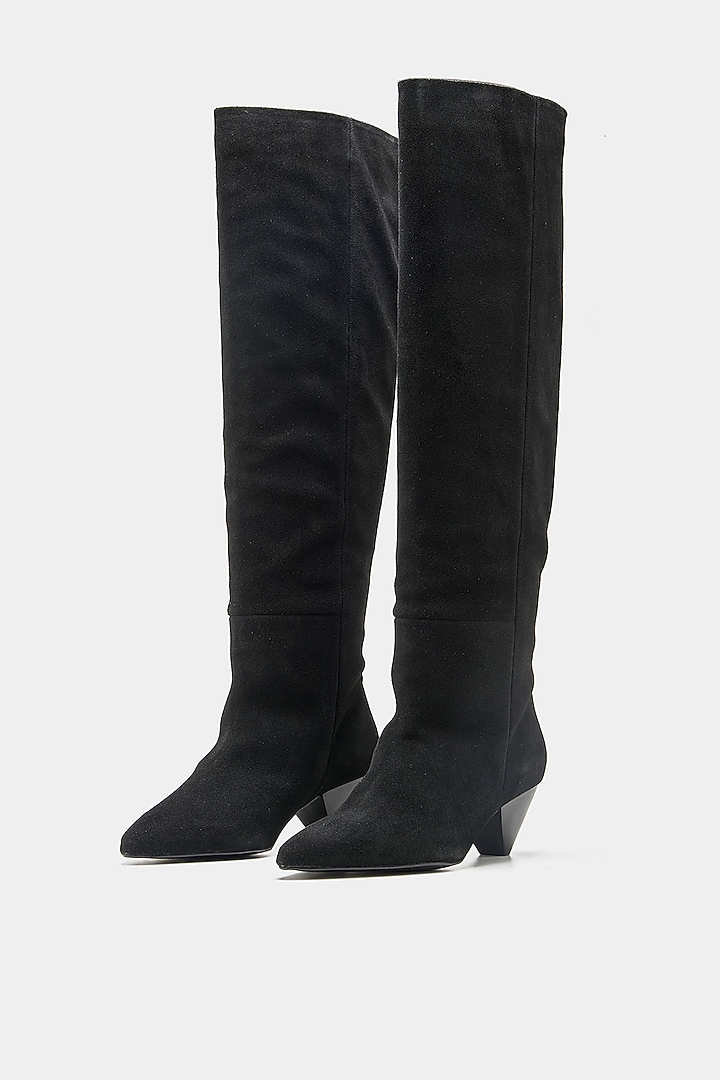 Black Genuine Leather Long Boots by Oroh at Pernia's Pop Up Shop