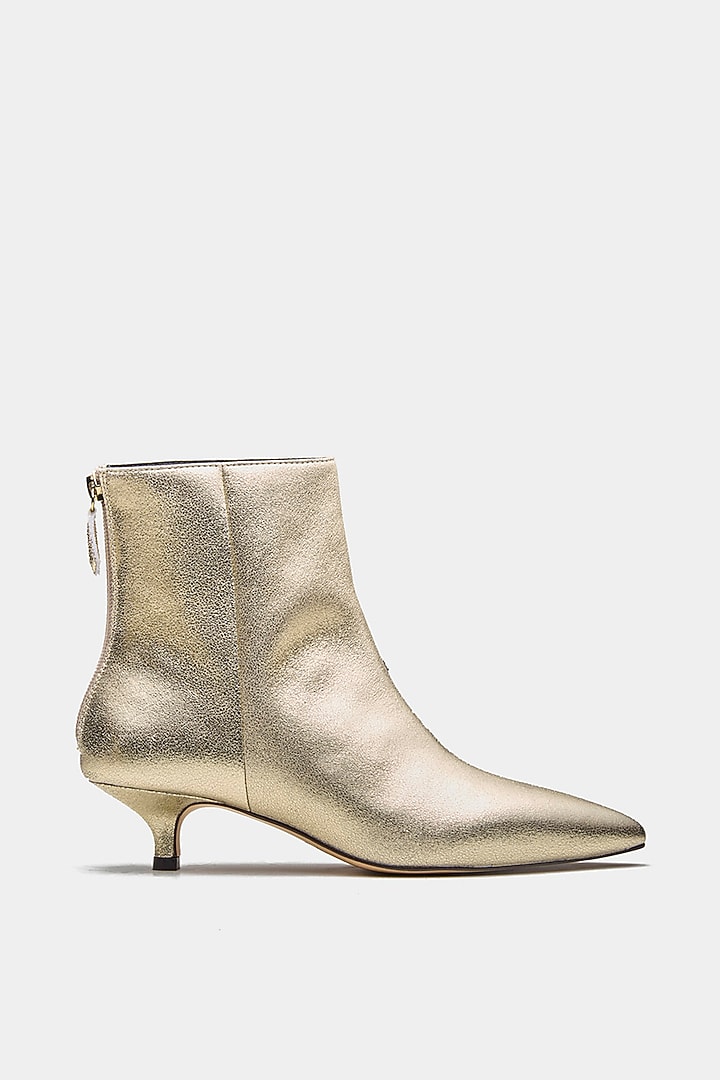 Gold Genuine Leather Ankle Boots by Oroh at Pernia's Pop Up Shop
