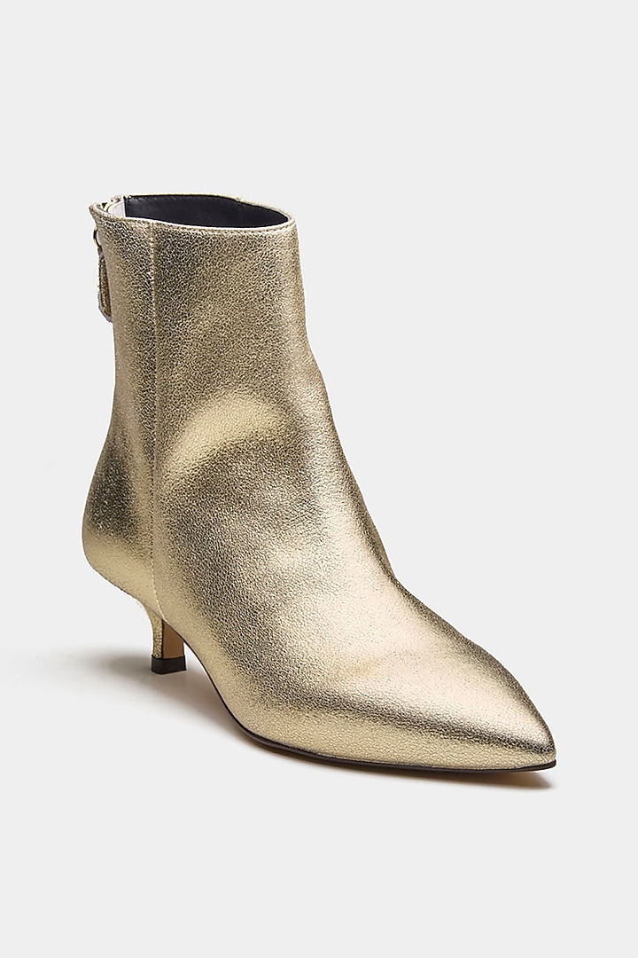 Gold Genuine Leather Ankle Boots by Oroh at Pernia's Pop Up Shop