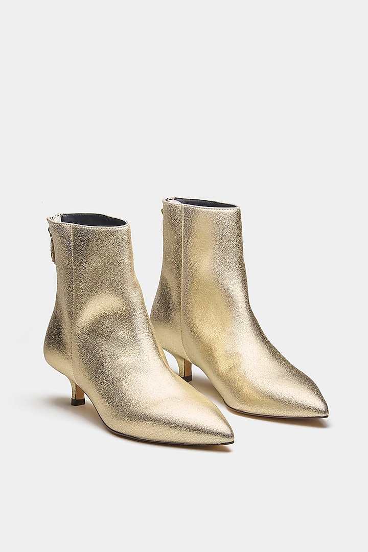 Gold Genuine Leather Ankle Boots by Oroh at Pernia's Pop Up Shop