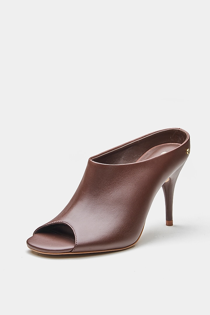 Brown Genuine Leather Mules by Oroh at Pernia's Pop Up Shop