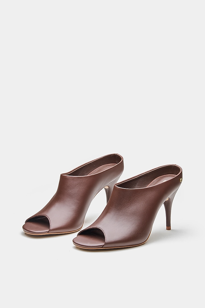 Brown Genuine Leather Mules by Oroh at Pernia's Pop Up Shop