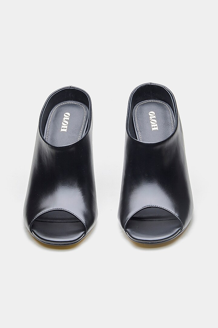 Black Genuine Leather Mules by Oroh at Pernia's Pop Up Shop