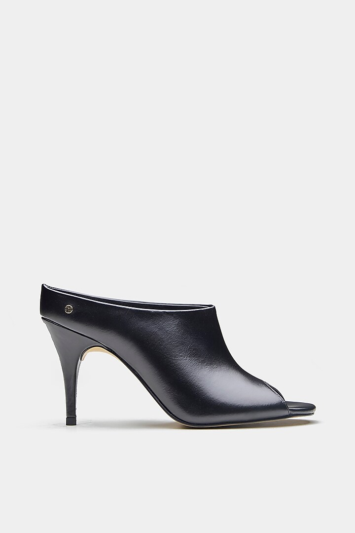 Black Genuine Leather Mules by Oroh at Pernia's Pop Up Shop