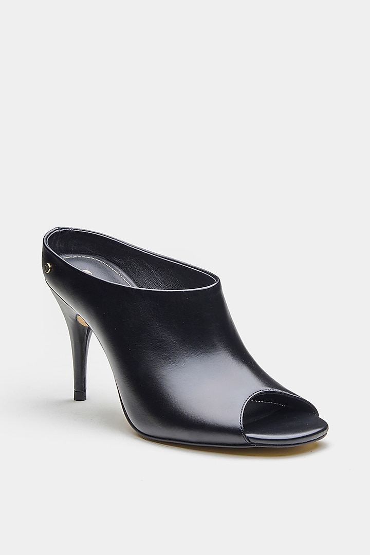 Black Genuine Leather Mules by Oroh at Pernia's Pop Up Shop