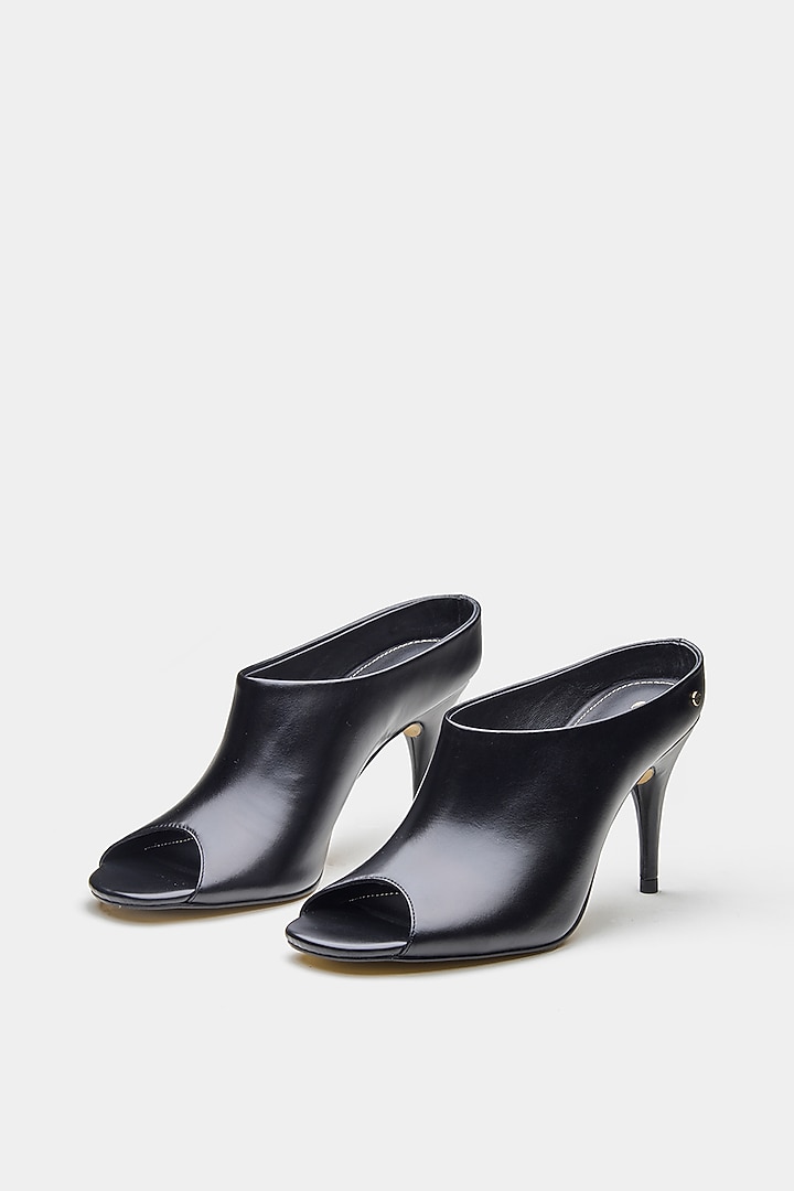 Black Genuine Leather Mules by Oroh at Pernia's Pop Up Shop