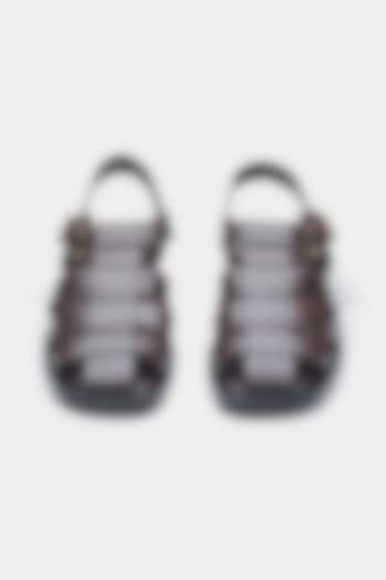 Brown Genuine Leather Woven Strap Flats by Oroh at Pernia's Pop Up Shop