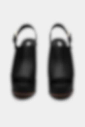 Black Genuine Leather Wedges by Oroh at Pernia's Pop Up Shop