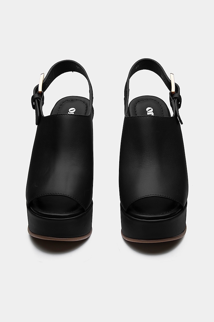 Black Genuine Leather Wedges by Oroh at Pernia's Pop Up Shop
