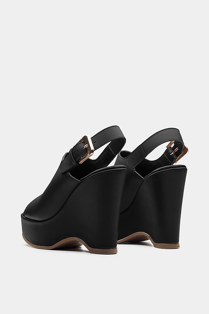 Black Genuine Leather Wedges by Oroh at Pernia's Pop Up Shop