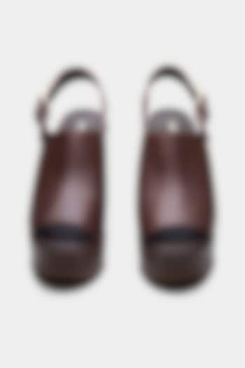 Brown Genuine Leather Wedges by Oroh at Pernia's Pop Up Shop