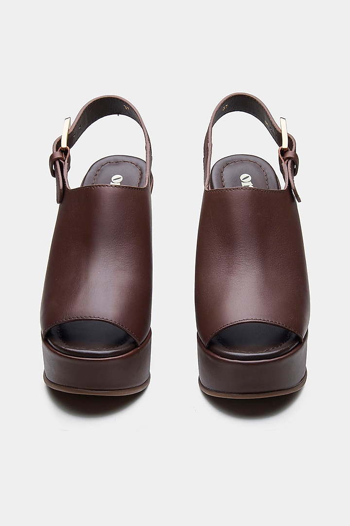 Brown Genuine Leather Wedges by Oroh at Pernia's Pop Up Shop