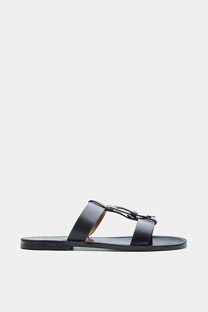 Black Genuine Leather Flats by Oroh at Pernia's Pop Up Shop