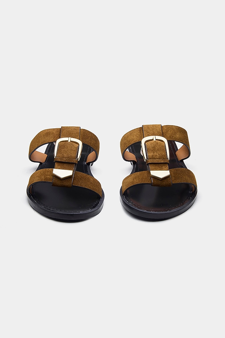 Tan Genuine Leather Flats by Oroh at Pernia's Pop Up Shop